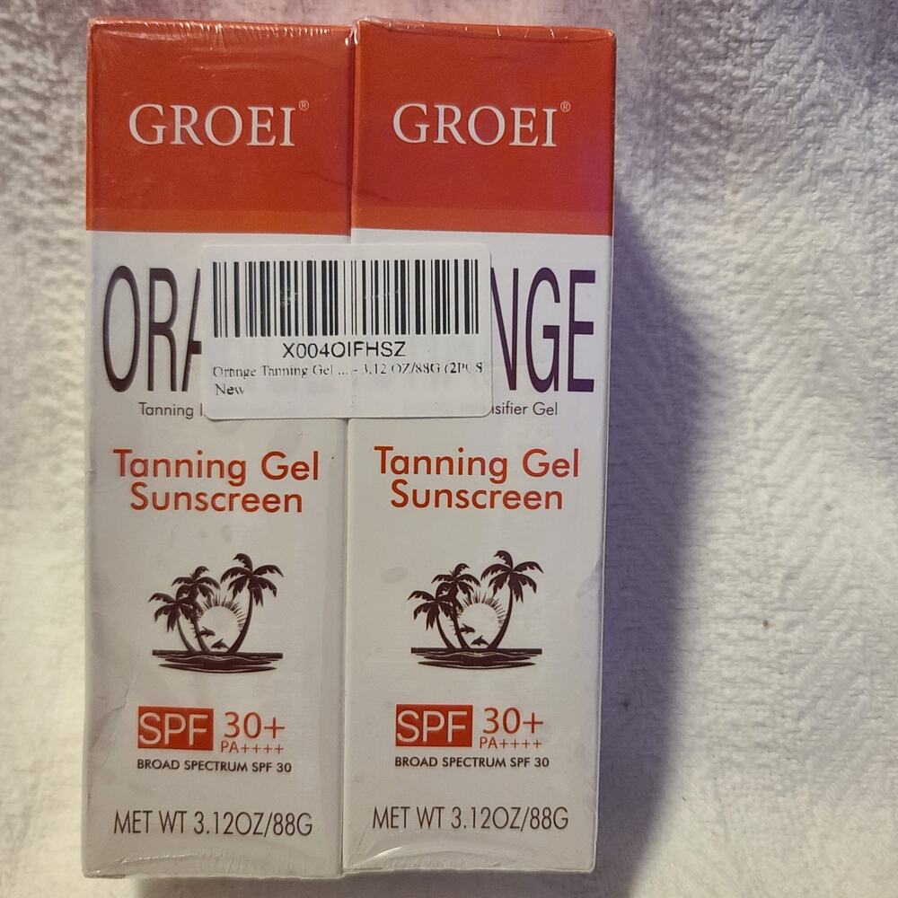 Groei Orange Tanning Gel Sunscreen SPF 30+ Broad Spectrum 3.12oz 2 Pack